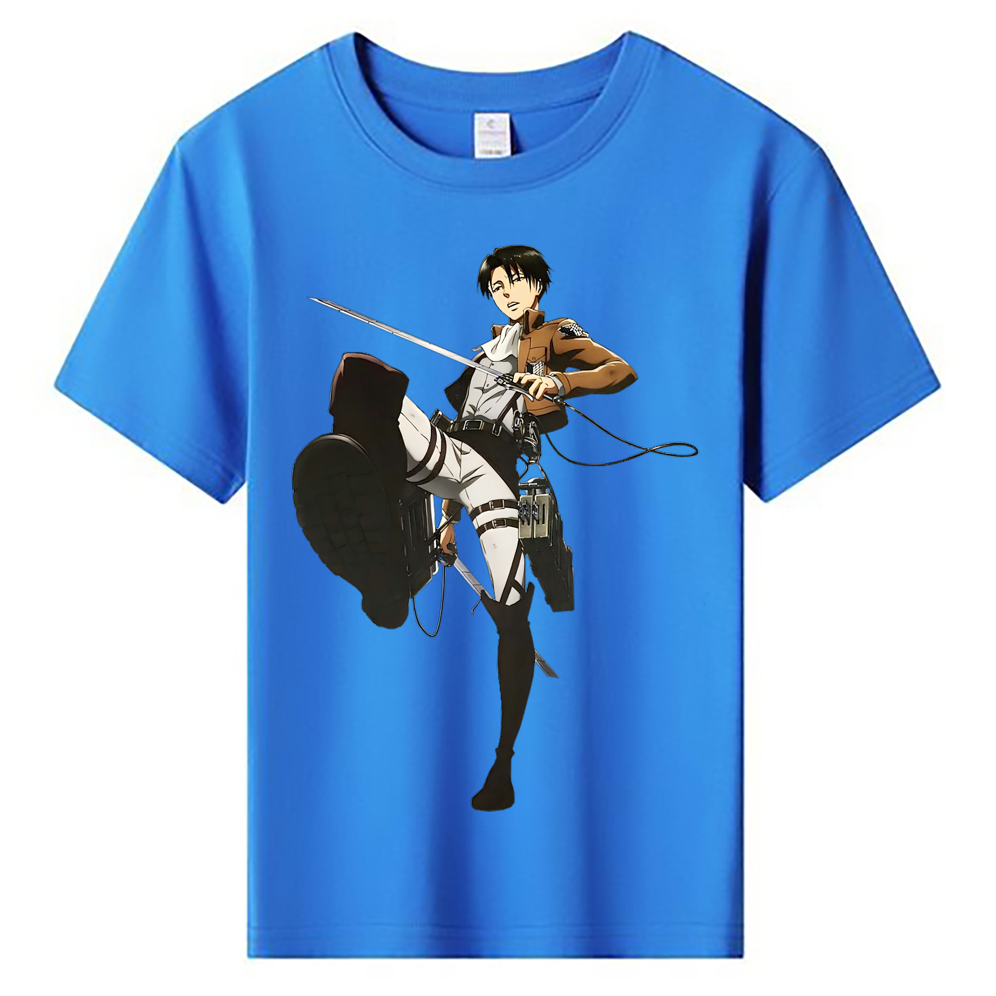 （画像用） 進撃の巨人 リヴァイ·アッカーマン Attack on Titan Levi Ackerman 綿100％キッズTシャツ（フロントプリント）